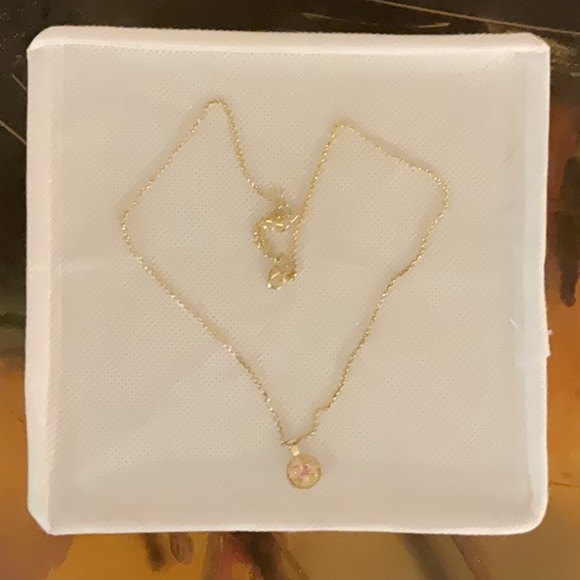 unbranded Jewelry - Sale! Dainty Gold Tone Pink Stone Pendant Necklace, 16”-18”, Adjustable
